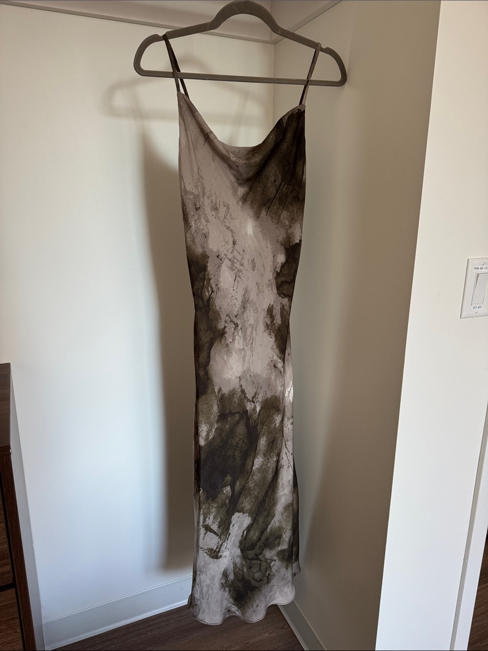Slip Maxi Dress in Taupe & Olive